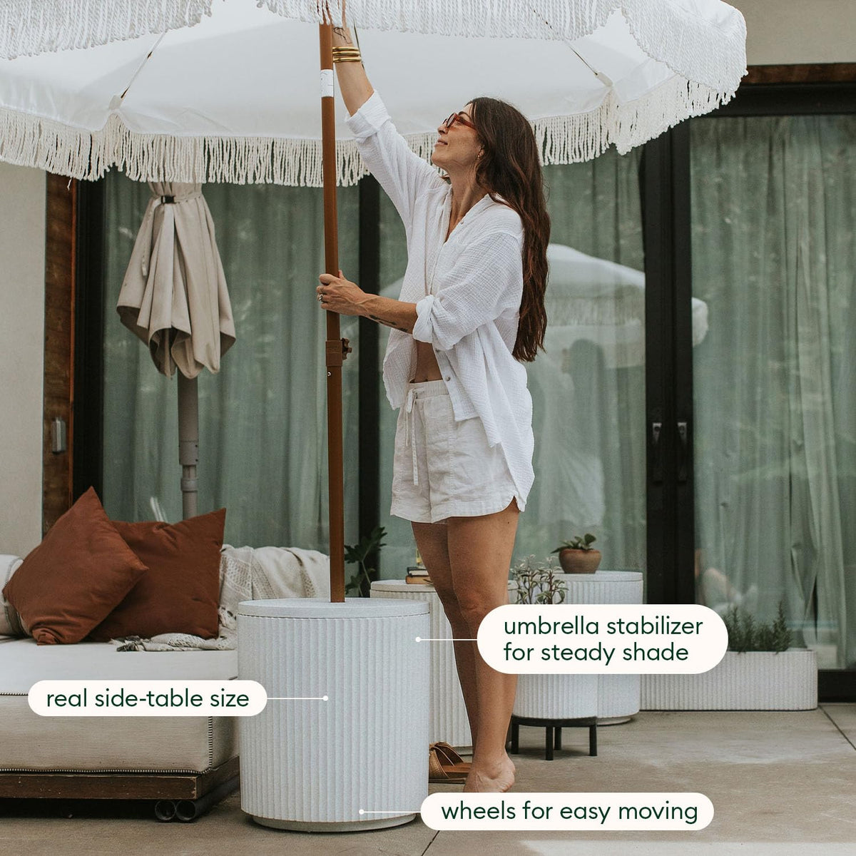 Veradek Umbrella Side Table - Outdoor Patio Table with Umbrella Hole for Porch/Patio