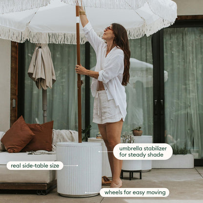 Veradek Umbrella Side Table - Outdoor Patio Table with Umbrella Hole for Porch/Patio