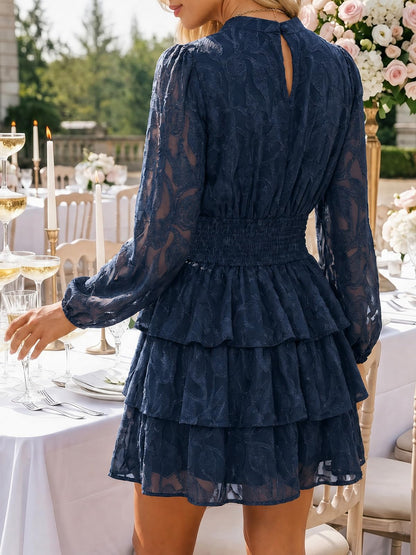 Wenrine Womens Long Sleeve Lace Mini Dress