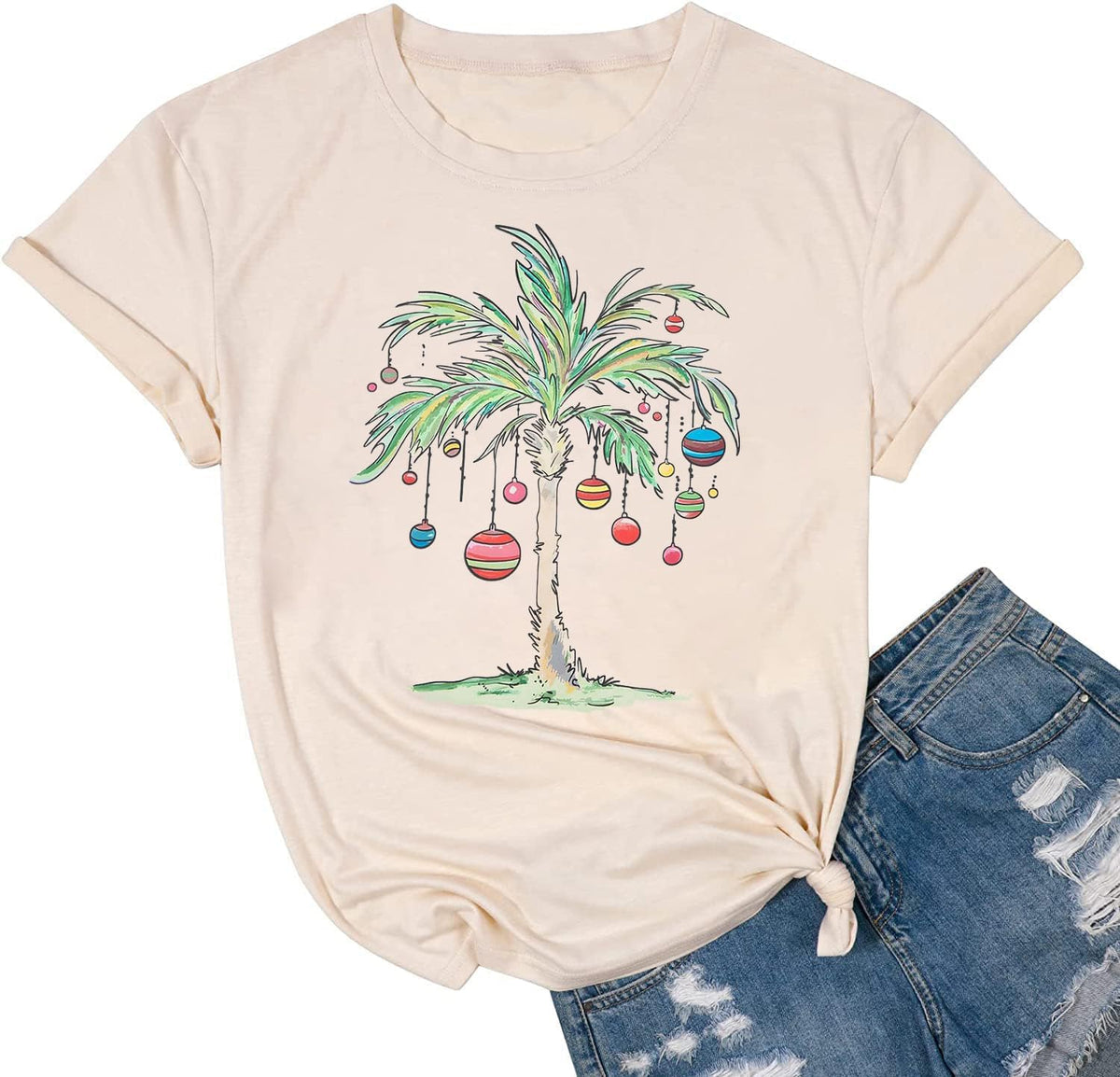 hcihgzr Christmas Shirts for Women Merry and Bright Christmas Shirt Xmas Tree Graphic Holiday T-Shirt Tops