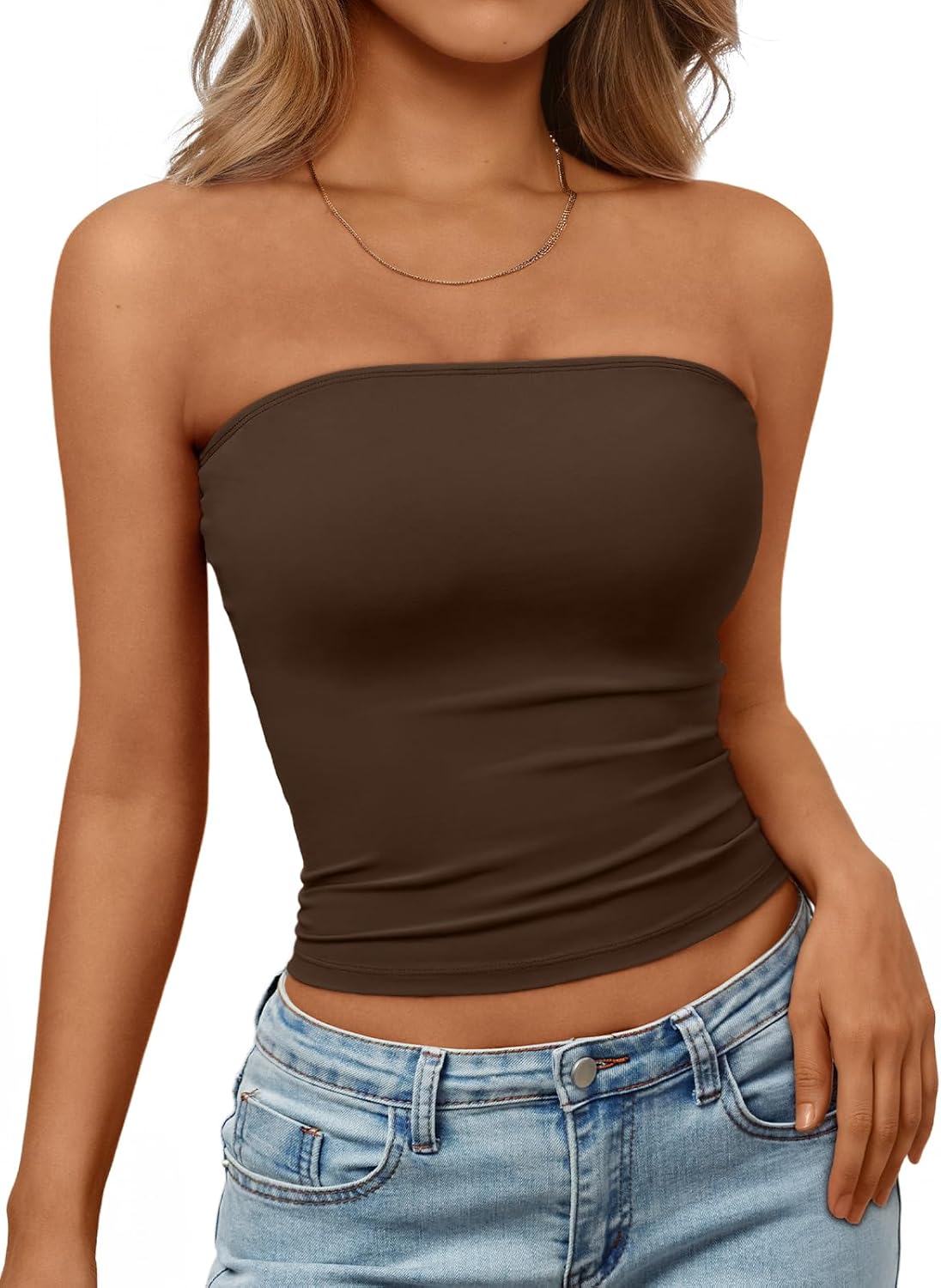 Trendy Queen Women's Strapless Bandeau Crop Top