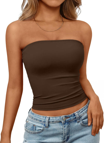 Trendy Queen Women's Strapless Bandeau Crop Top