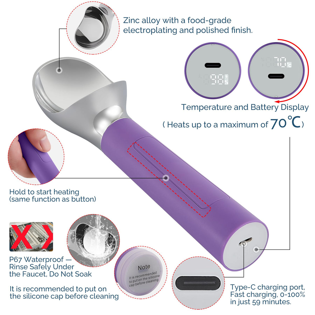 Heated Ice Cream Scoop Rechargeable
