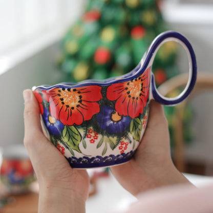 Alma Handpainted Microwavable Soup Bowl with Loop Handle 18.6Oz, Cereal Bowl with Handle