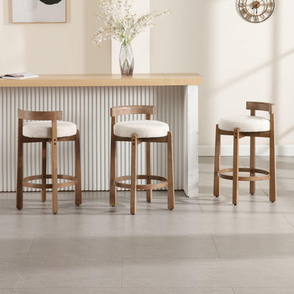Lukealon Mid Century Linen Counter Stools Set of 4