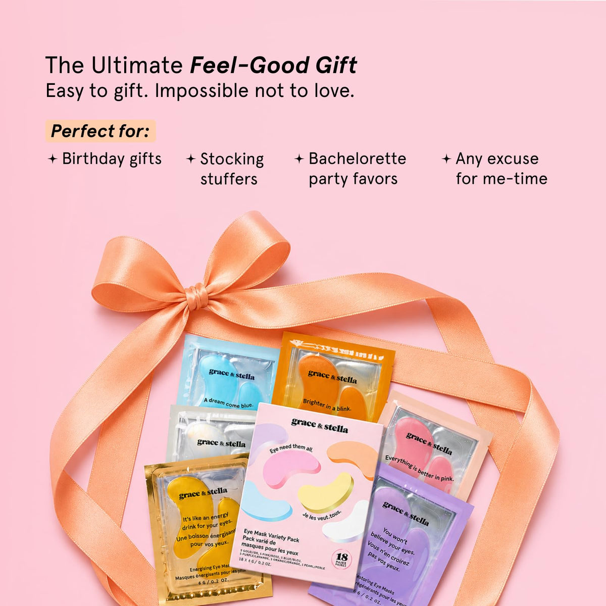 grace & stella New Brightening Eye Patches for Dark Circles (24 Pairs) - Vitamin C Under Eye Patches for Puffiness