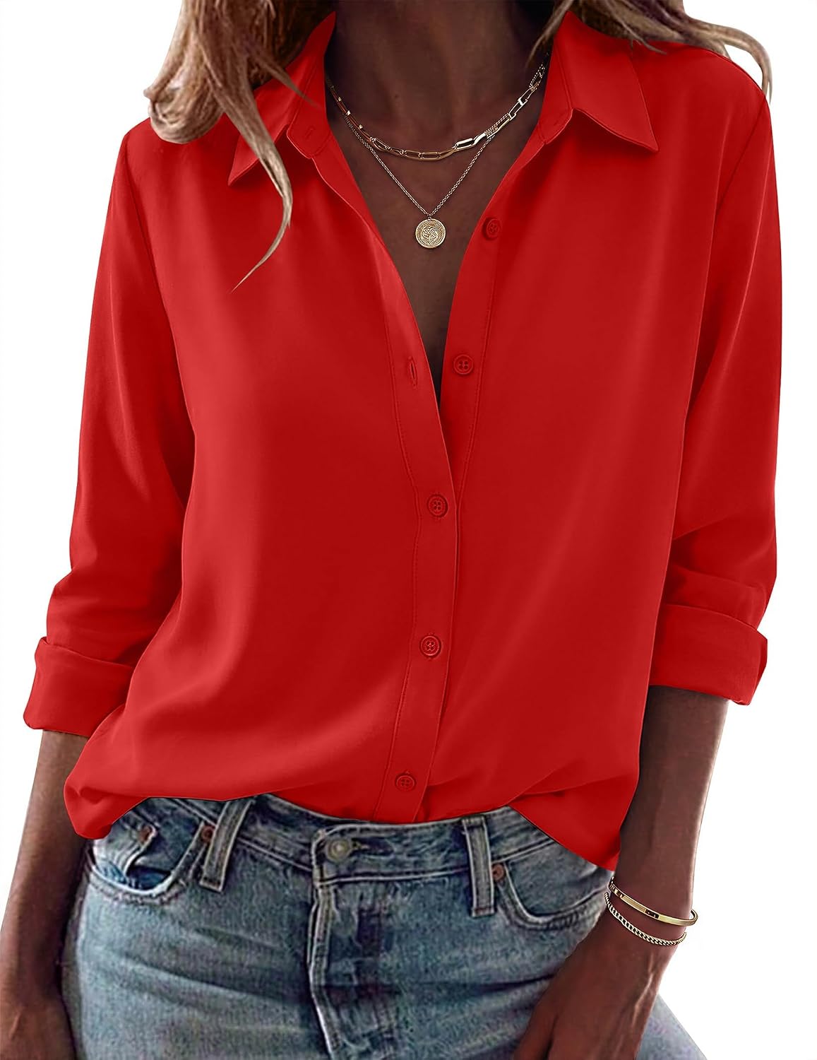Zeagoo Blouses for Women Dressy Casual Long Sleeve Button Down Shirts Tops