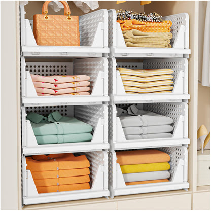 Snslxh 5 Pack Stackable Closet Storage Basket