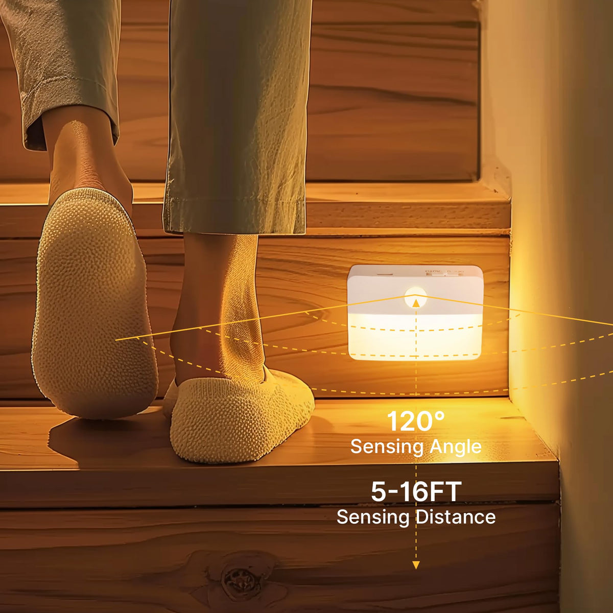Guankai 8 Pack Motion Sensor Stair Light for Indoor, Battery Operated