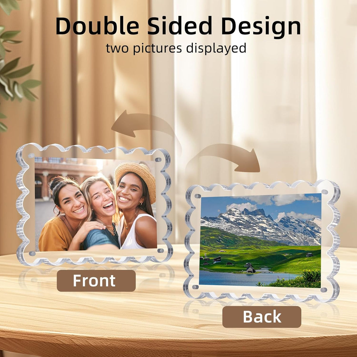 Chivalral 3 Pack 4x6 Acrylic Picture Frame, Double-Sided Tabletop Display