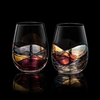 Artisanal Hand Painted Stemless Wine Glasses