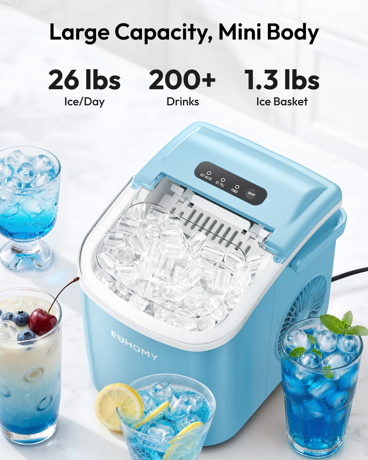 Euhomy Countertop Ice Maker Machine with Handle