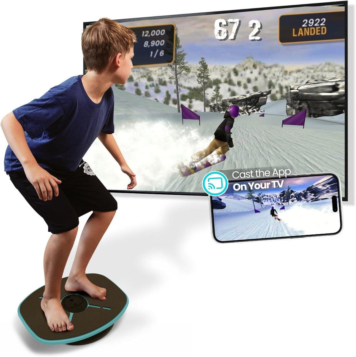 Gobalance Board - App-Enabled Balance Board. Smart Bluetooth Sensor, 12 Free Interactive Games - Fun, Balance Training and Home Gym Workout! Boost Coordination & Strength for Teens and Adults