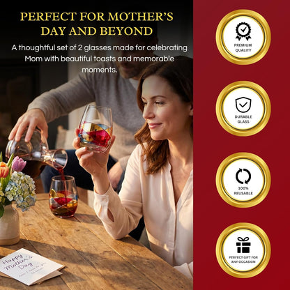 Artisanal Hand Painted Stemless Wine Glasses