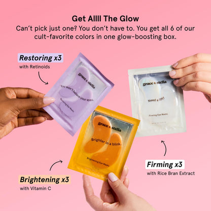 grace & stella New Brightening Eye Patches for Dark Circles (24 Pairs) - Vitamin C Under Eye Patches for Puffiness