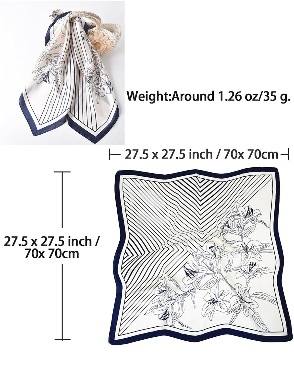Saiusloa Neck Scarf For Womens Silky Head Scarves Hair Bandanas Square Scarf Fashion Accessories lightweight