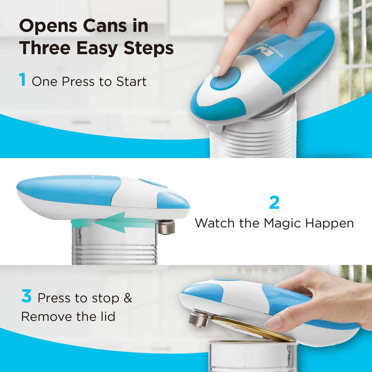 Kitchen Mama Auto Electric Can Opener: Open Your Cans with a Simple Press of Button