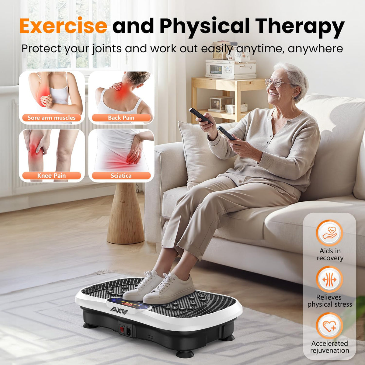 Axv Vibration Plate Fitness Platform Exercise Machine Vibrating Shaking Full Body Shaker Workout Vibrate Stand Shake Board Sport for Weight Loss Fat Burner for Gym Home Office