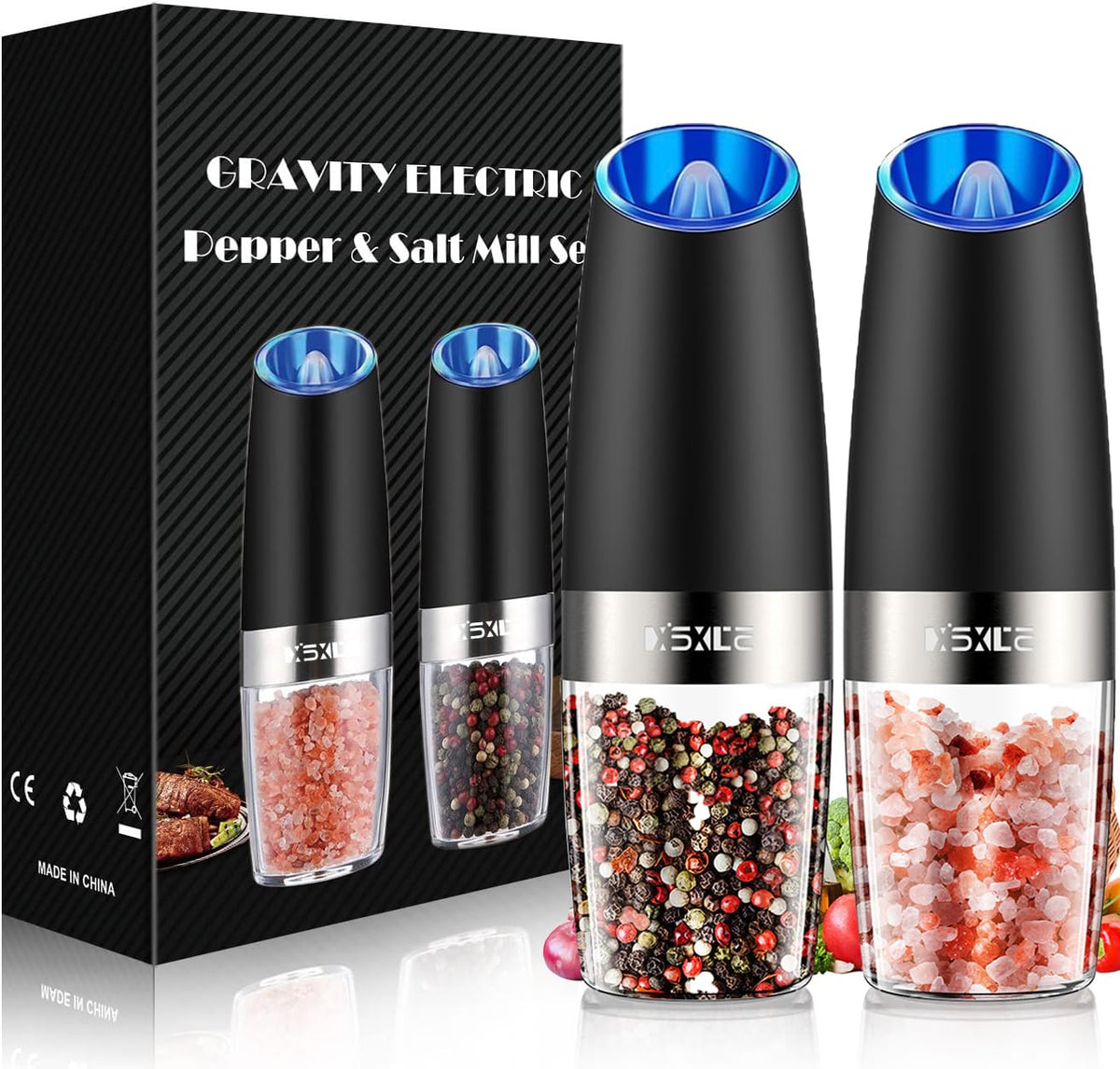 Xinxu Gravity Electric Pepper and Salt Grinder Set
