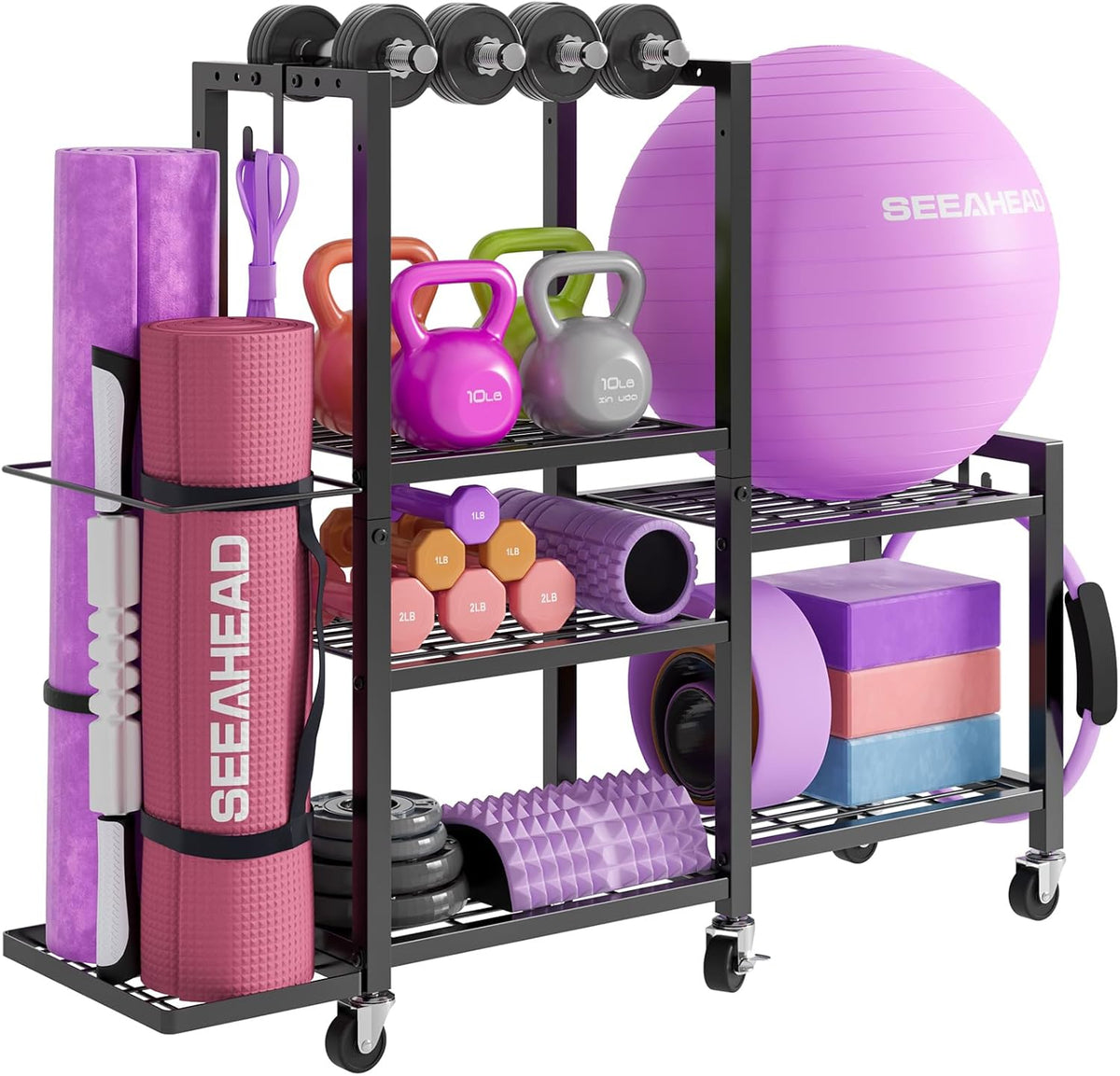 6-Tier Home Gym Storage Rack with Wheels