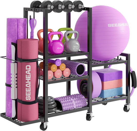 6-Tier Home Gym Storage Rack with Wheels