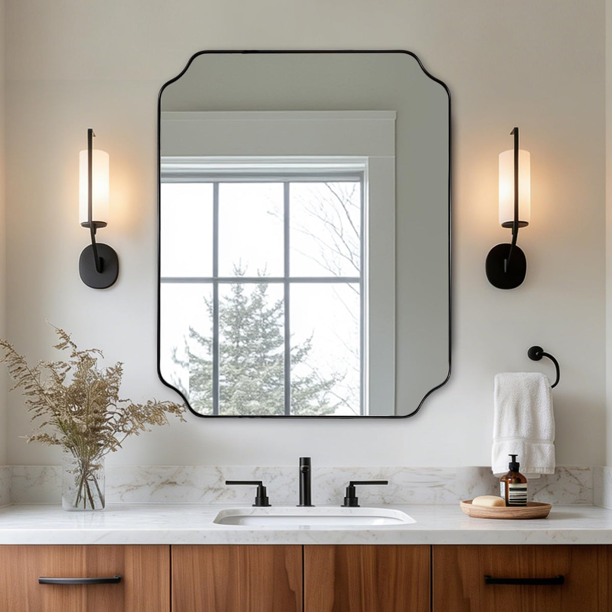Andy Star Unique Rectangle Wall Mirror, 24"X32"