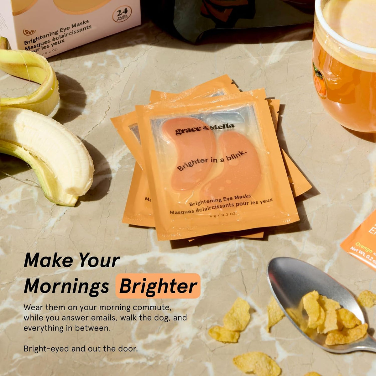 grace & stella New Brightening Eye Patches for Dark Circles (24 Pairs) - Vitamin C Under Eye Patches for Puffiness