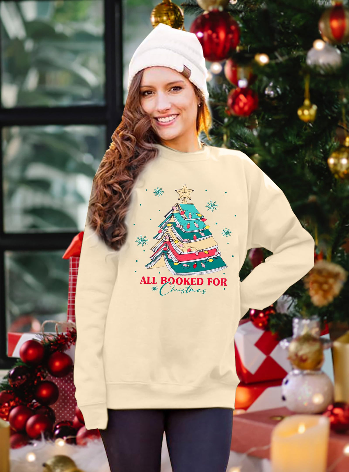 Christmas Sweatshirts for Women Cute Christmas Tree Graphic Long Sleeve Shirt Xmas Holiday Party Pullover Blouse