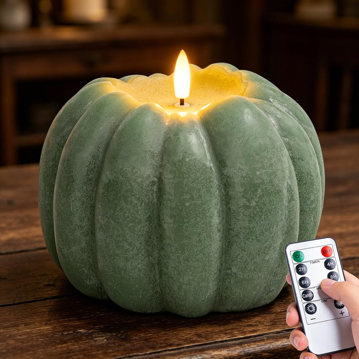 Fall Decor, Fall Decorations for Home - Flameless Pumpkin Candle with Timer Remote - Room Bedroom Table Farmhouse Decor for Halloween, Thanksgiving, Orange+white