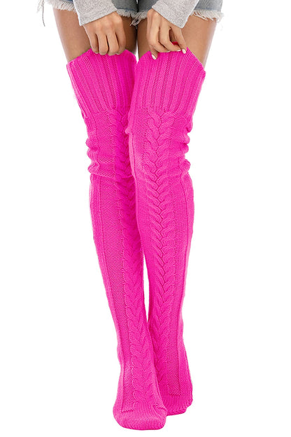 Leoparts Women's Cable Knit Thigh High Socks Over Knee Leg Warmer Stockings
