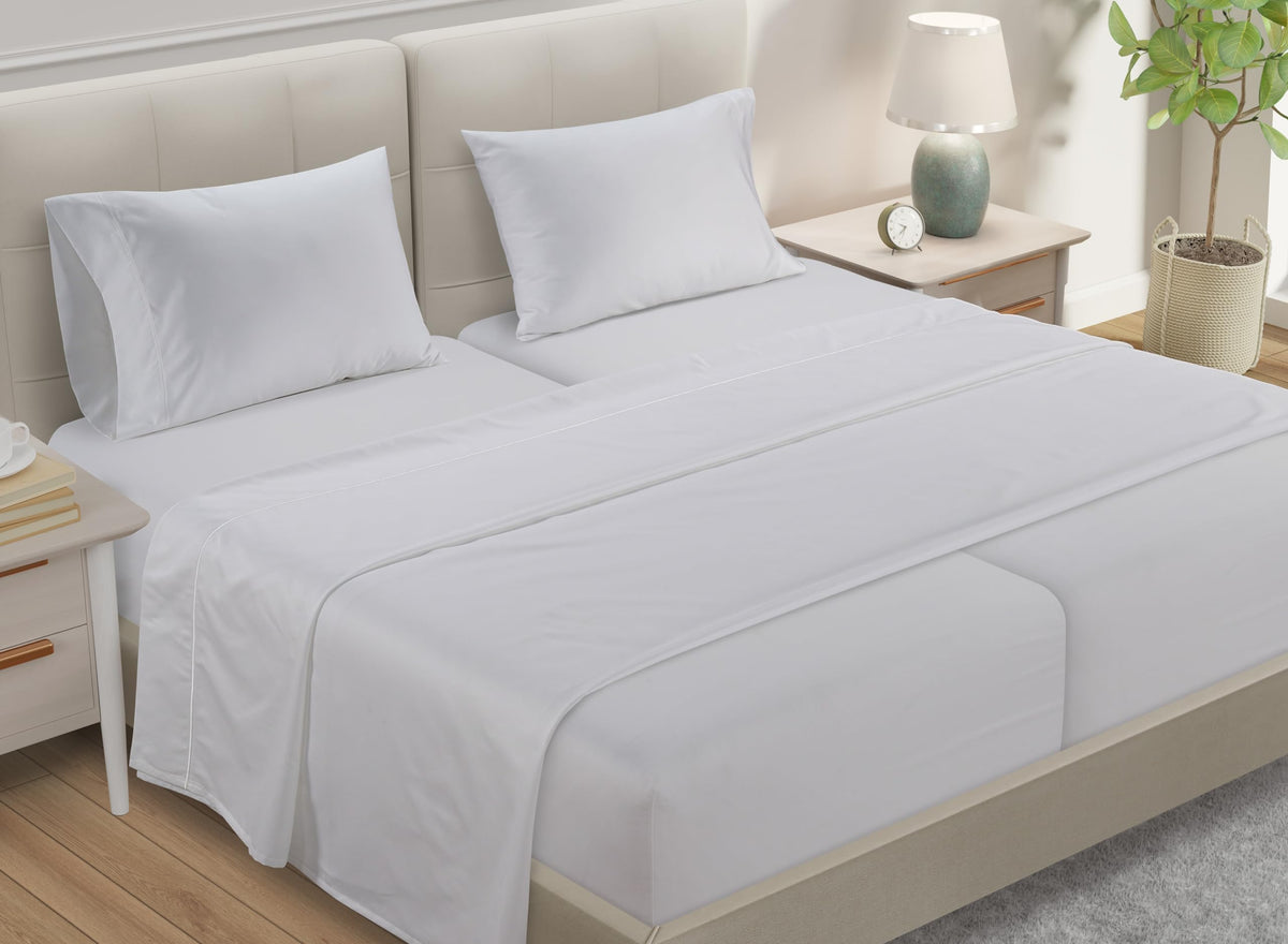 100% Egyptian Cotton Sheets King Size Sheets Set with Fully Elasticated 15" Deep Fitted Sheet & Pillowcases