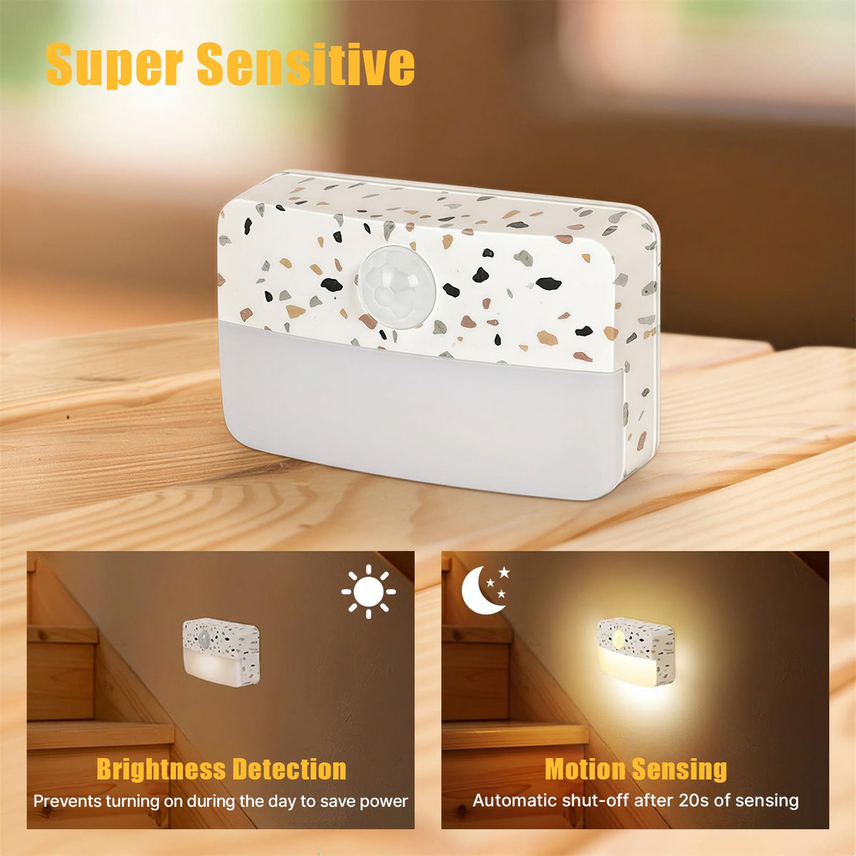 Guankai 8 Pack Motion Sensor Stair Light for Indoor, Battery Operated