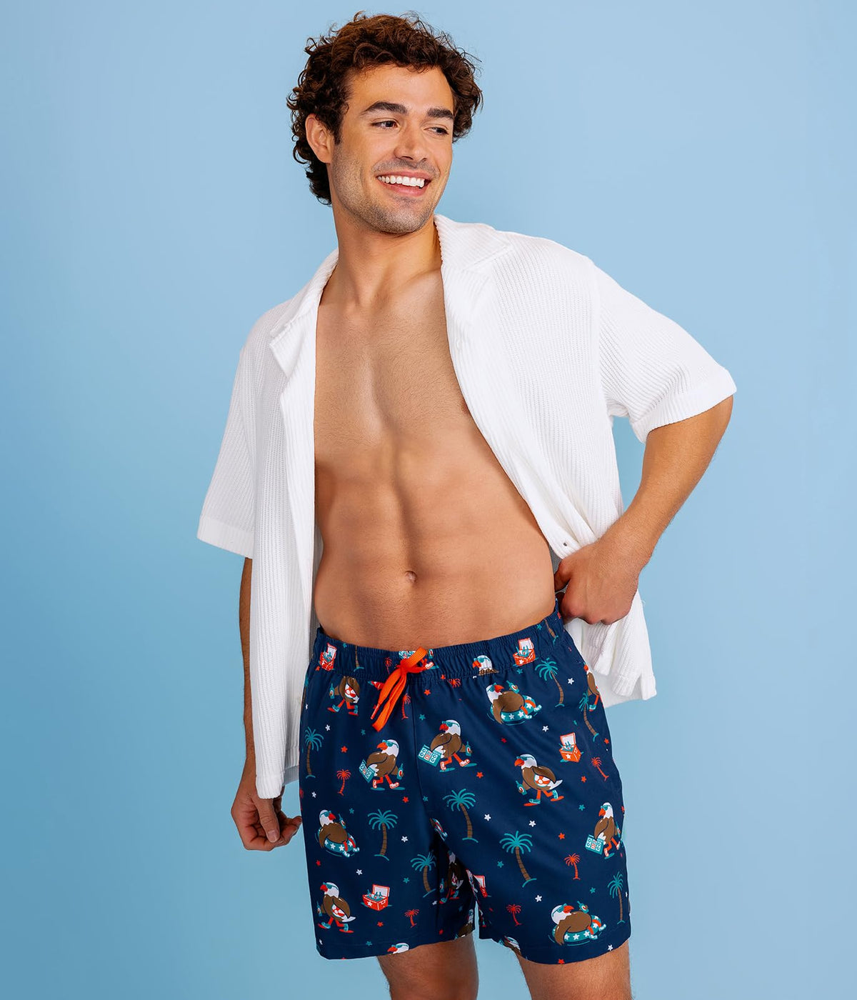 Tipsy Elves Men's Usa Swimming Trunks 7'' Inseam 4 Way Stretch Fabric W/Mesh Liner Swim Trunks for Men Bathing Suit