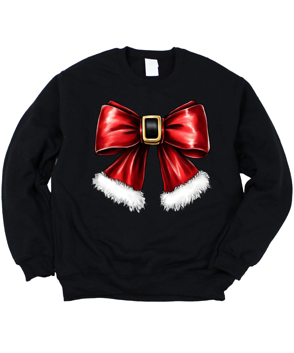 Olive Loves Apple Red Santa Bow Sweatshirt for Women Teens and Kids Christmas Holiday Pullover