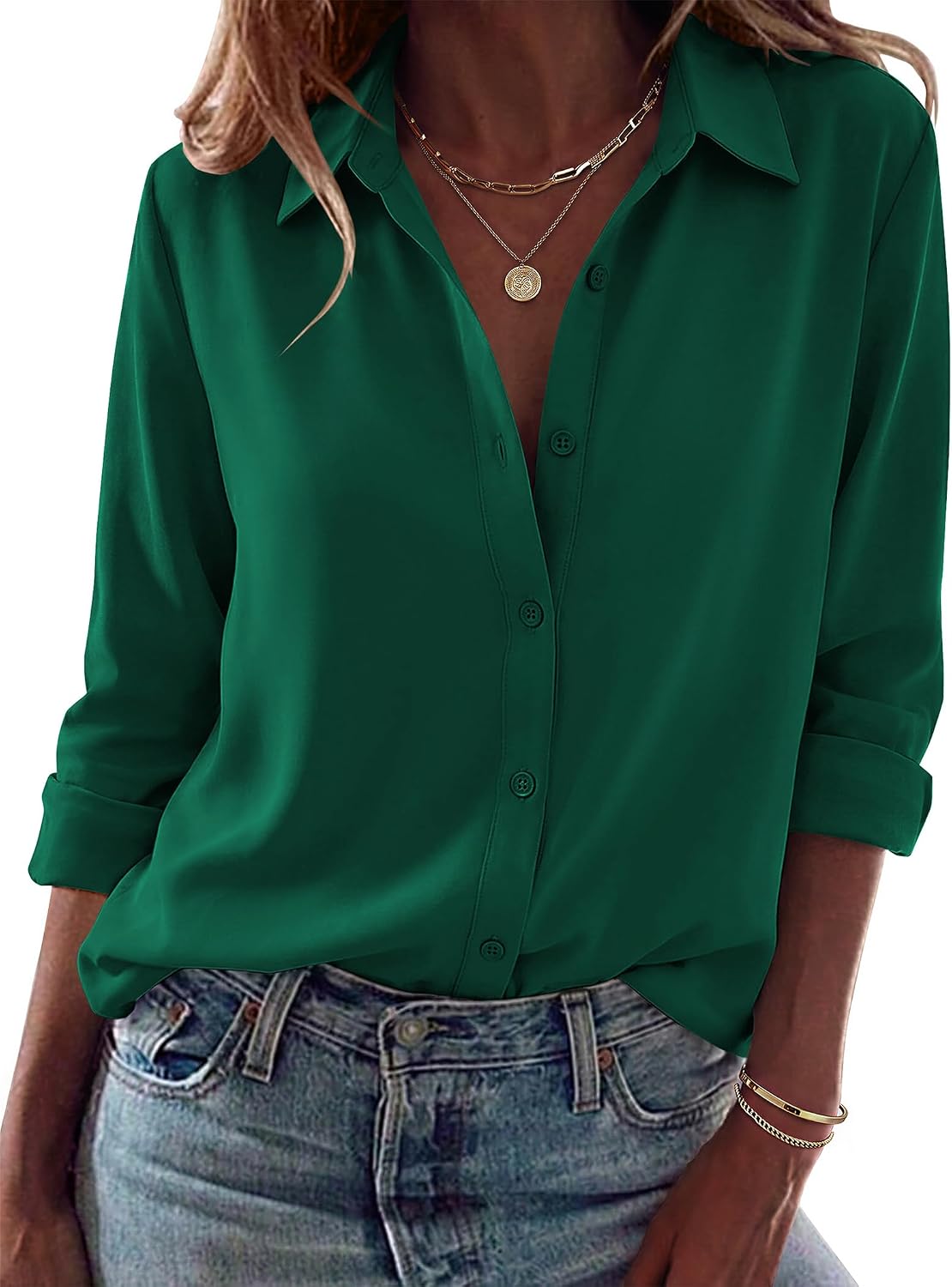 Zeagoo Blouses for Women Dressy Casual Long Sleeve Button Down Shirts Tops