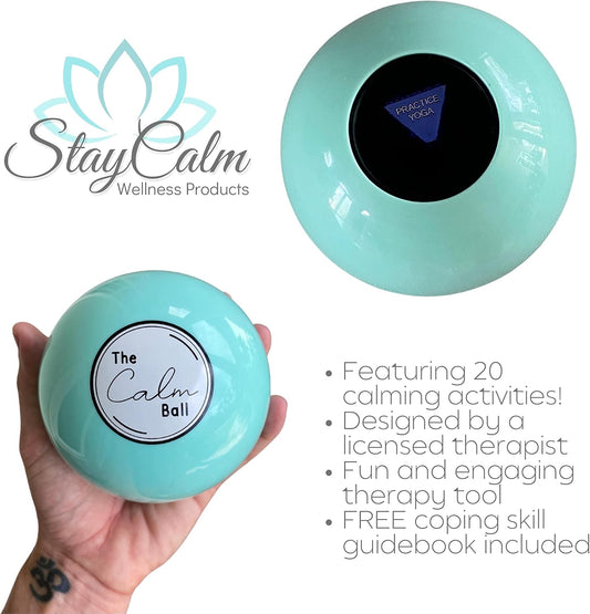 The Calm Ball – Therapist-Designed Coping Skills Magic 8 Ball with 20 Calming Strategies & Guidebook