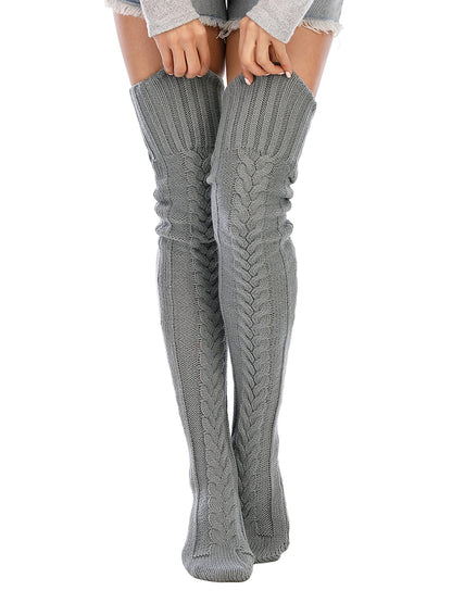 Leoparts Women's Cable Knit Thigh High Socks Over Knee Leg Warmer Stockings