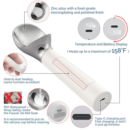 Heated Ice Cream Scoop Rechargeable