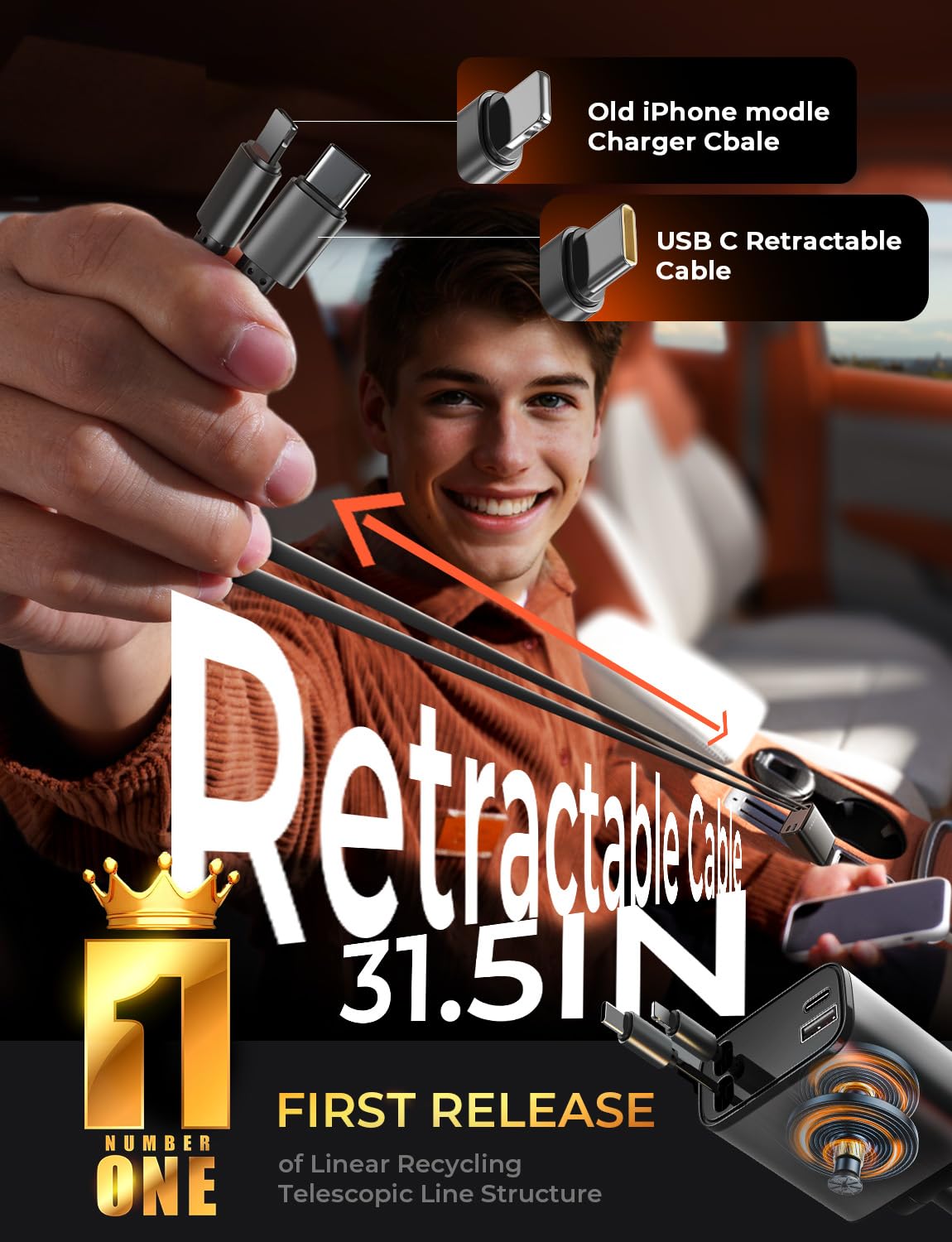 Lisen Retractable Car Charger