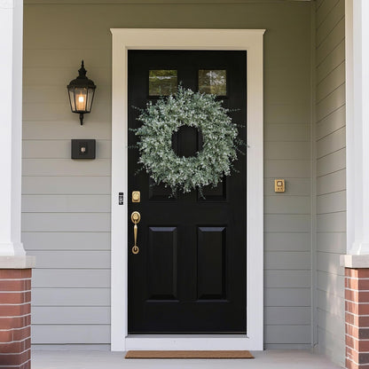 32" Large Artificial Eucalyptus Wreath for Front Door(white-Green) | Weather Resistant,lifelike Eucalyptus Lavender with Babys Breath Flowers Wreath,for Home Farmhouse Wall Year-Round Use Decor