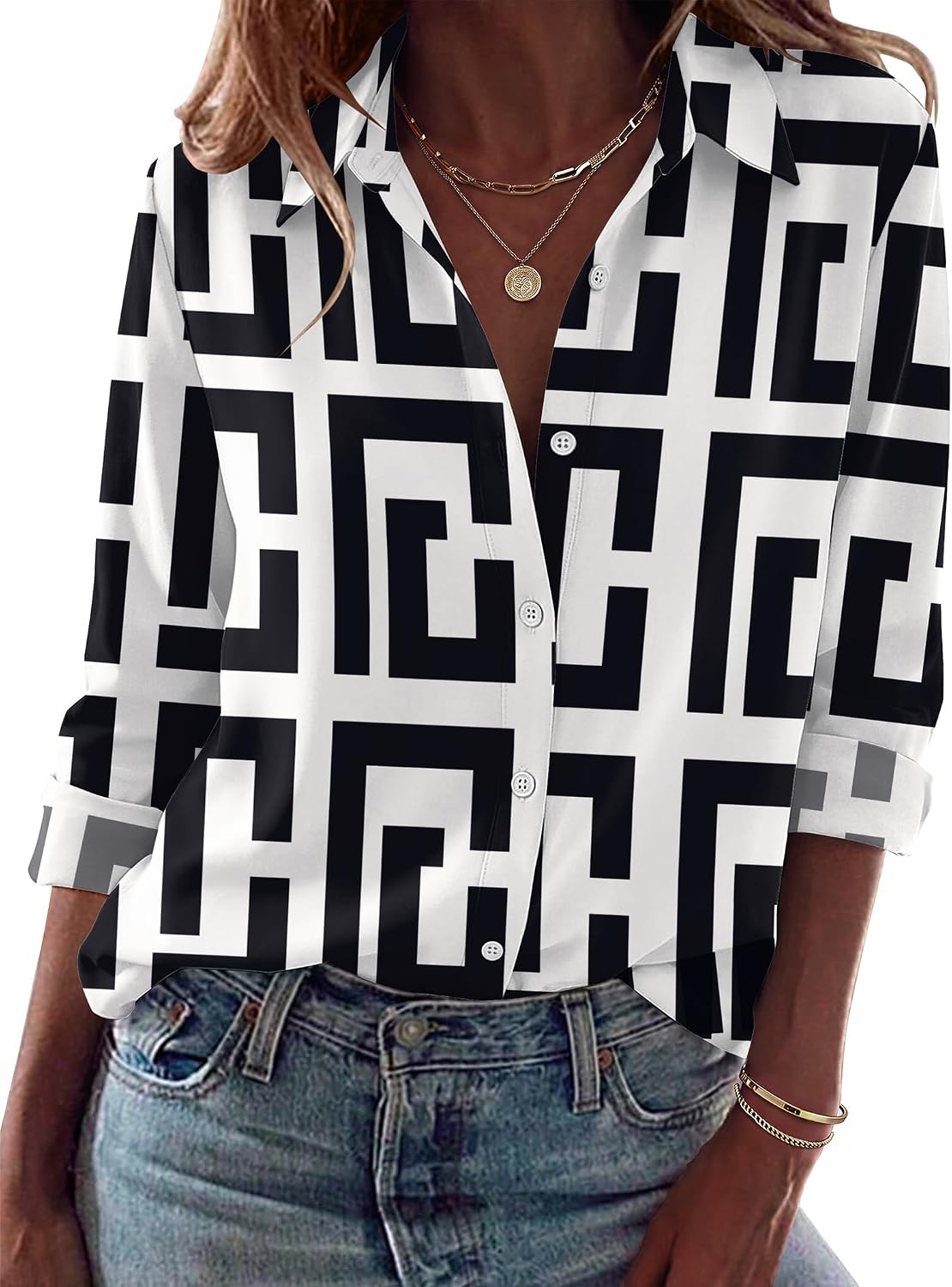 Zeagoo Blouses for Women Dressy Casual Long Sleeve Button Down Shirts Tops