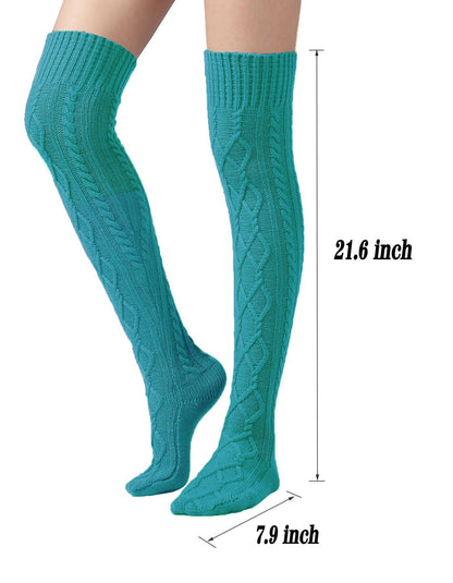 Leoparts Women's Cable Knit Thigh High Socks Over Knee Leg Warmer Stockings