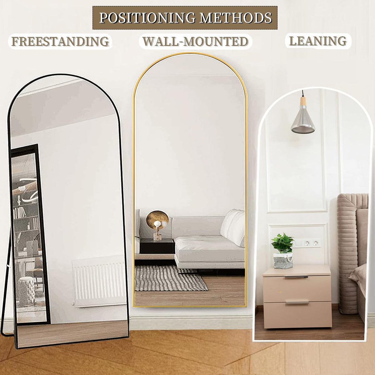 OGCAU Arched Full Length Mirror 76"x34"