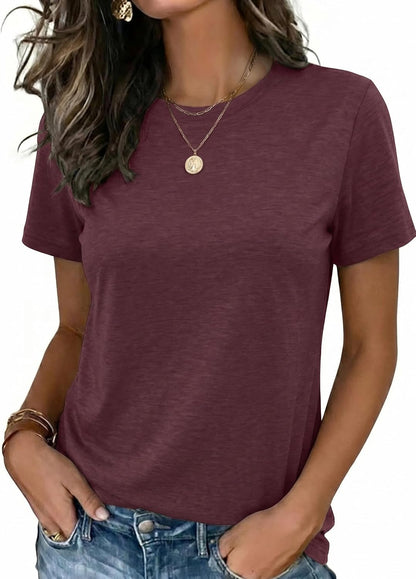 Zeagoo Womens Tshirt Short Sleeve Summer Tops Crewneck Casual Basic Tee Shirts Spring Clothes Trendy Outfit