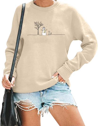 Christmas Sweatshirts for Women Cute Christmas Tree Graphic Long Sleeve Shirt Xmas Holiday Party Pullover Blouse