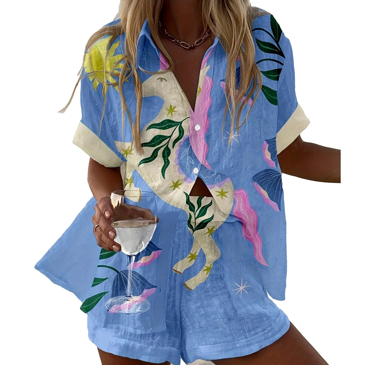 Hixiaohe Women 2 Piece Set Summer Boho Beach Vacation Outfits