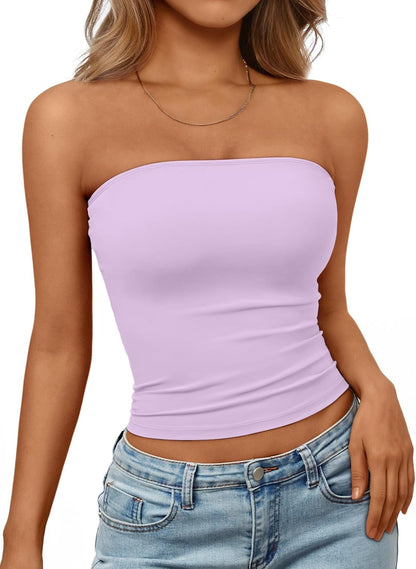 Trendy Queen Women's Strapless Bandeau Crop Top