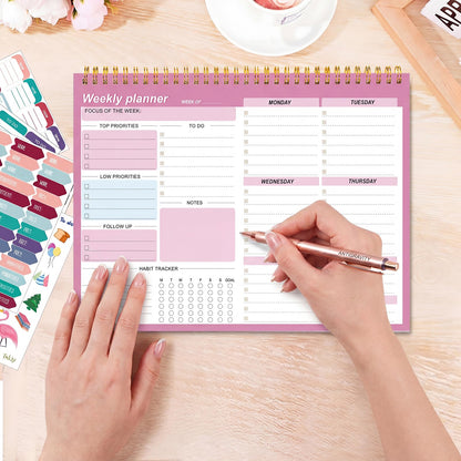 Thboxes Weekly Desk Planner, 8.5x11 In To Do List Notepad, 52 Sheets