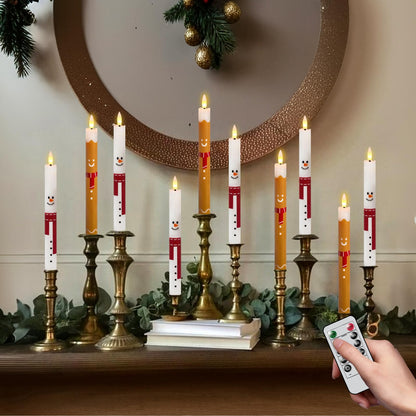 Green Christmas Tree Flameless Taper Candles Battery Operated Remote Timer