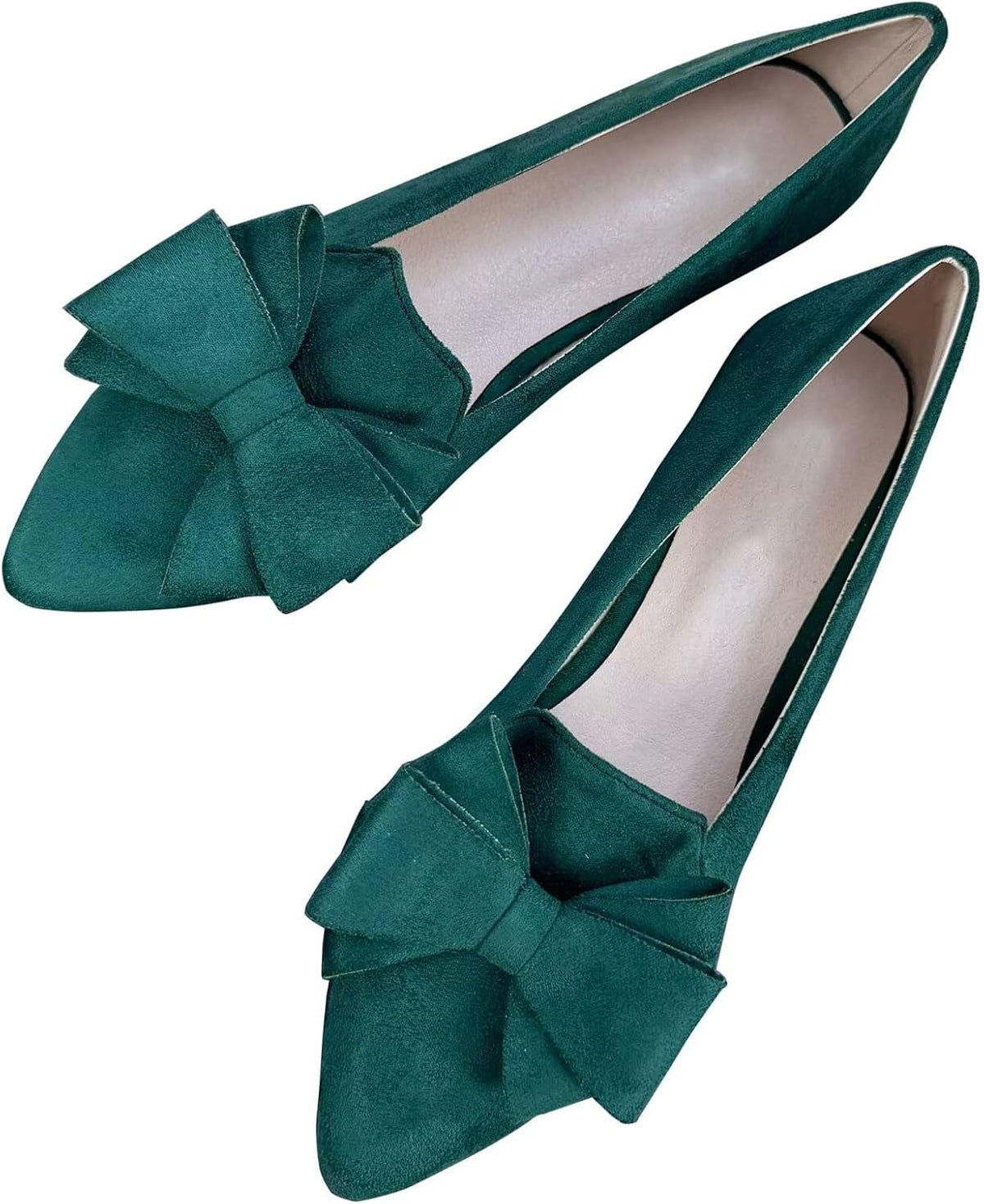 Stunner Womens Suede Bowknot Ballet Flats Pointed Toe Soft Dress Shoes